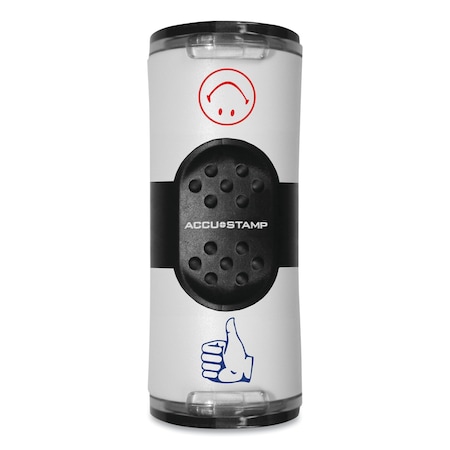 Accu-Stamp Dual Message Pre-Inked Round Stamp, Smiley Face/Thumbs-Up, 5/8" dia., Red/Blue 032934